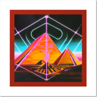 Cyber Landscape of Pyramids at Giza Posters and Art